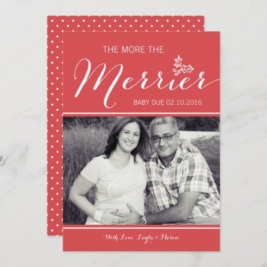 Meer Merrier | Zwangerschapsaankondiging | Christm Feestdagenkaart (Voorkant / Achterkant)