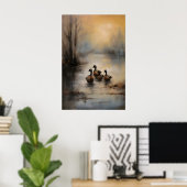 Meer met eendjes Wildlife Print, Dark Academia Poster (Thuiskantoor)
