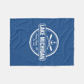 Meer Michigan, douanestad, naam, anker, peddels Fleece Deken (Voorkant (Horizontaal))