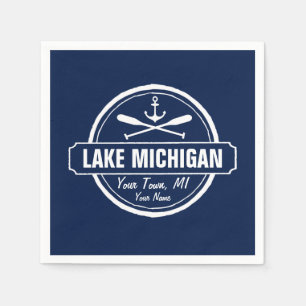 Meer Michigan, douanestad, naam, anker, peddels Servet