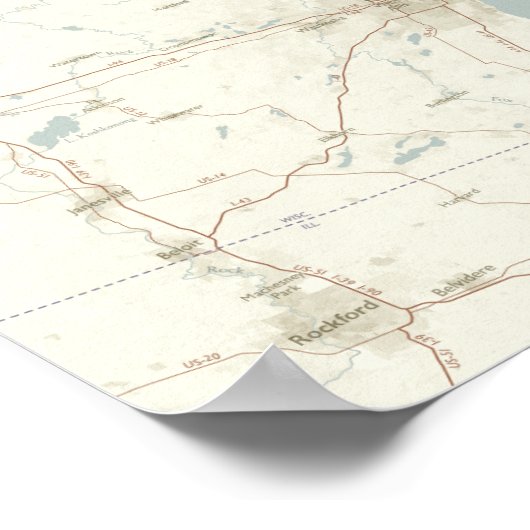 Meer Michigan Unfurled, verticaal, 60 x 10 Poster (Hoek)