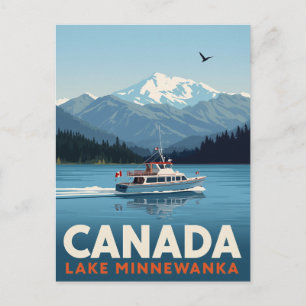 Meer Minnewanka Banff Nationaal Park Vintage Boot Briefkaart