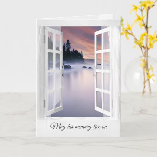 Meer mist in venster sympathie kaart (Gele Bloem)