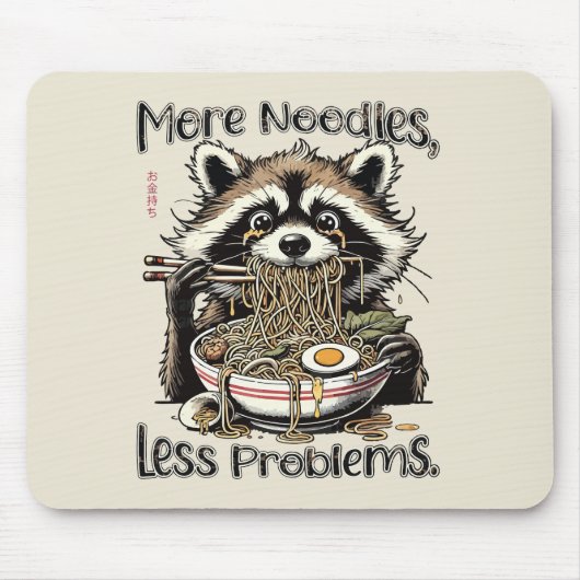 Meer noedels minder problemen wasbeer eet ramen muismat (Voorkant)