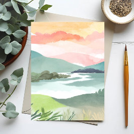 Meer Ochtend Zonsopgang | Aquarel Natuur Briefkaart