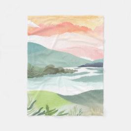 Meer ochtend zonsopgang | Aquarel Natuur Fleece Deken