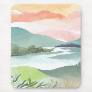 Meer ochtend zonsopgang   Aquarel natuur Muismat