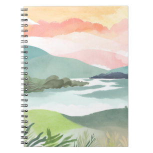 Meer ochtend zonsopgang Aquarel natuur Notitieboek