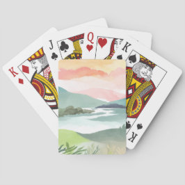Meer ochtend zonsopgang | Aquarel natuur Pokerkaarten
