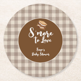 Meer om van te houden Rustieke Gingham Baby Shower Ronde Kartonnen Onderzetter