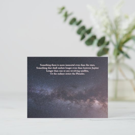 "Meer onsterfelijk dan de sterren" Citaat Melkweg Briefkaart (Staand voorkant)