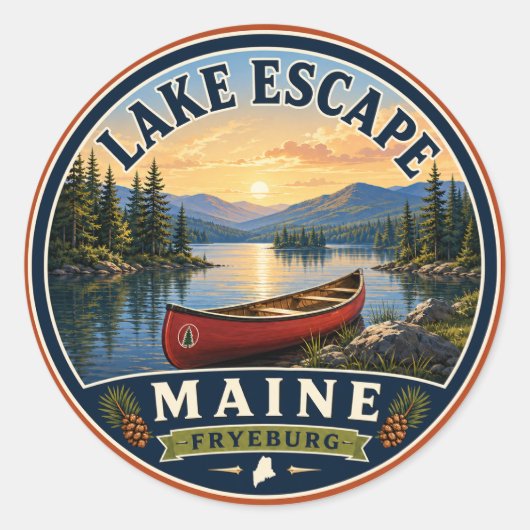 Meer ontsnapping Fryeburg Maine Ronde Sticker (Voorkant)