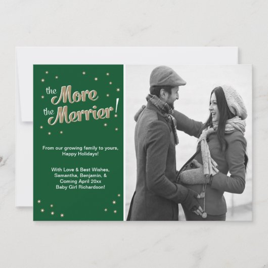 Meer over de Merrier zwangerschapsaankondiging Gro Feestdagenkaart (Voorkant)