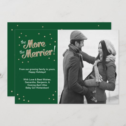 Meer over de Merrier zwangerschapsaankondiging Gro Feestdagenkaart (Voorkant / Achterkant)