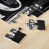 Meer pianokarkbord - zwarte witte muziek legpuzzel (Zijkant)