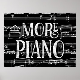 Meer pianokarkbord - zwarte witte muziek poster