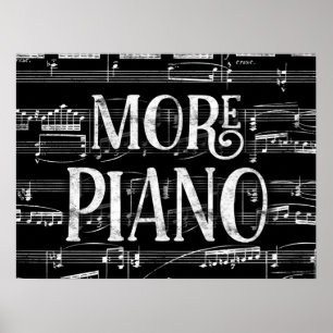 Meer pianokarkbord - zwarte witte muziek poster