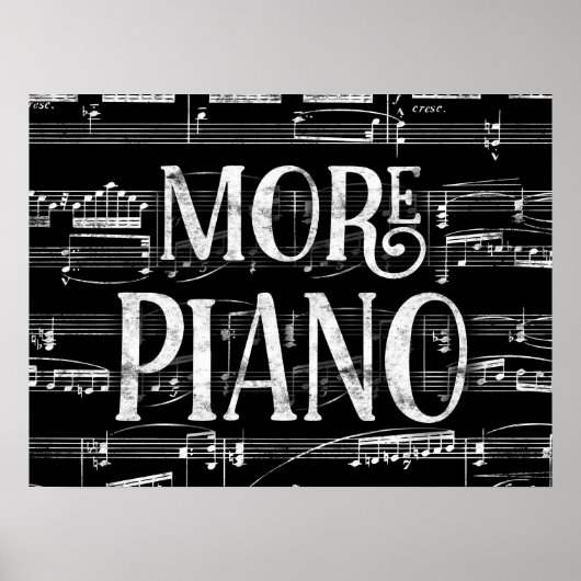 Meer pianokarkbord - zwarte witte muziek poster (Voorkant)