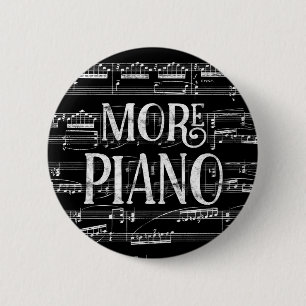Meer pianokarkbord - zwarte witte muziek ronde button 5,7 cm