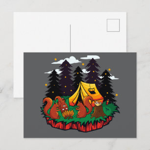 Meer plezier met deze kampeereekhoorn briefkaart
