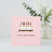 Meer plezier met Twins Baby shower Pink Kaart (Staand voorkant)