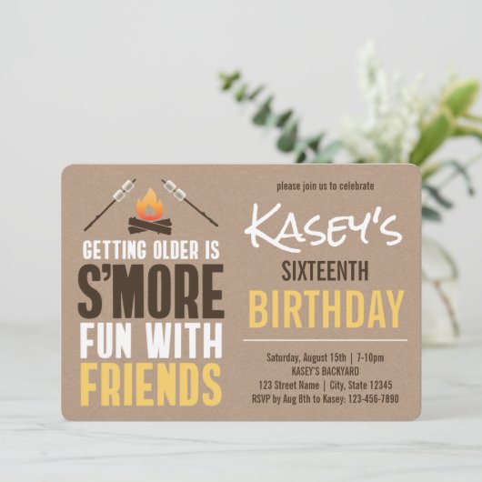 Meer plezier met vriendjesfeest in Bonfire Kaart (Staand voorkant)