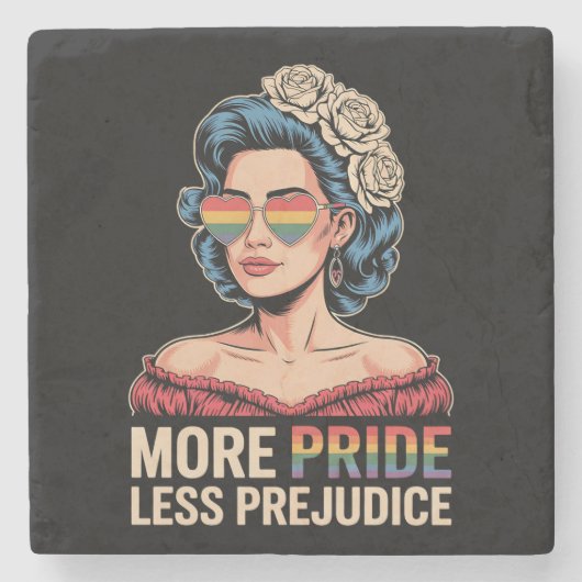 Meer Pride Minder Vooroordelen LGBTQ Pride Ally Ra Stenen Onderzetter (Voorkant)