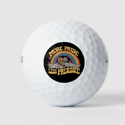 Meer Pride Minder Vooroordelen Retro Rainbow Pride Golfballen (Voorkant)