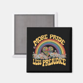 Meer Pride Minder Vooroordelen Retro Rainbow Pride Magneet (Voorkant / Achterkant)