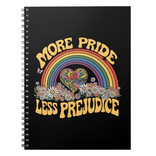 Meer Pride Minder Vooroordelen Retro Rainbow Pride Notitieboek (Voorkant)