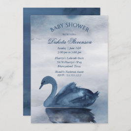 Meer reflecties | Dusty Blue Swan Baby shower Kaart