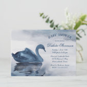 Meer reflecties | Dusty Blue Swan Baby shower Kaart (Staand voorkant)