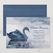 Meer reflecties | Dusty Blue Swan Baby shower Kaart (Voorkant / Achterkant)
