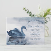 Meer reflecties | Dusty Blue Swan Couple Shower Kaart (Staand voorkant)