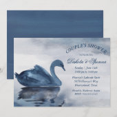 Meer reflecties | Dusty Blue Swan Couple Shower Kaart (Voorkant / Achterkant)