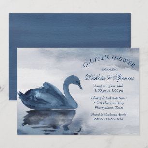 Meer reflecties   Dusty Blue Swan Couple Shower Kaart