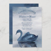 Meer reflecties | Dusty Blue Swan Couple Shower Kaart (Voorkant / Achterkant)