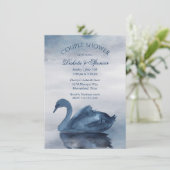Meer reflecties | Dusty Blue Swan Couple Shower Kaart (Staand voorkant)