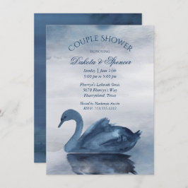 Meer reflecties | Dusty Blue Swan Couple Shower Kaart