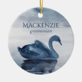 Meer reflecties | Dusty Blue Swan Groomsman Keramisch Ornament (Voorkant)