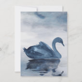 Meer reflecties | Dusty Blue Swan Photo Wedding Aankondiging (Achterkant)