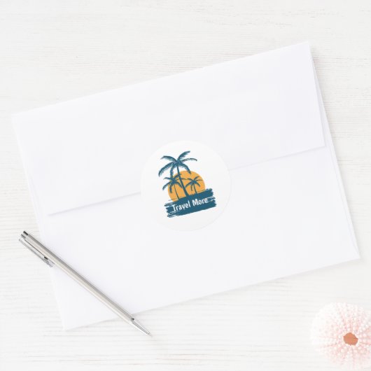 Meer reizen ronde sticker (Envelop)