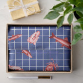 Meer rood en marineblauw nautisch serie ontwerp 6 tissuepapier (Geschenk)