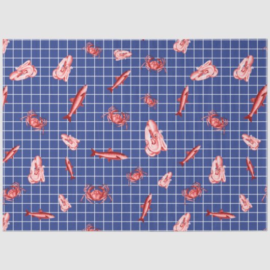 Meer rood en marineblauw nautisch serie ontwerp 6 tissuepapier (Voorkant)