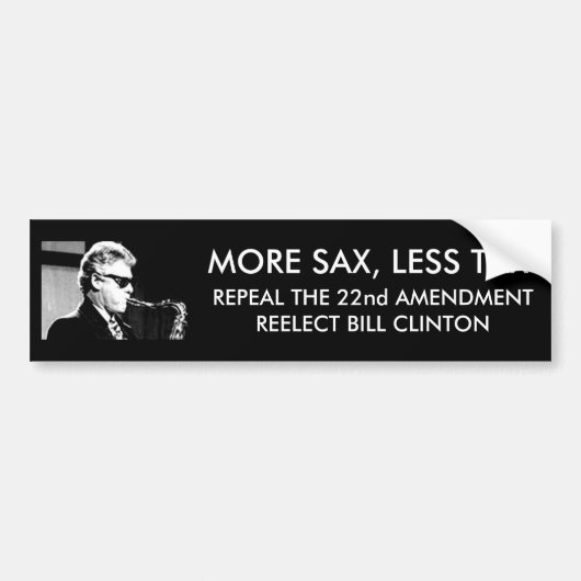 MEER SAX, MINDER BELASTING BUMPERSTICKER (Voorkant)