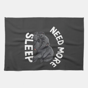 Meer Slaap Nodig Bulldog Humor voor Luie Dagen Theedoek