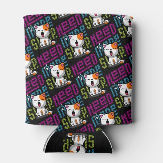 Meer slaap nodig | Grappige Cat schattige geeuwen  Blikjeskoeler (Achterkant)