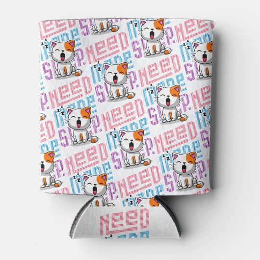 Meer slaap nodig | Grappige Cat schattige geeuwen  Blikjeskoeler (Voorkant)