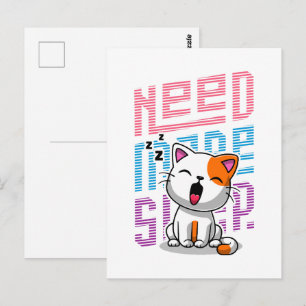 Meer slaap nodig Grappige Cat schattige geeuwen Briefkaart