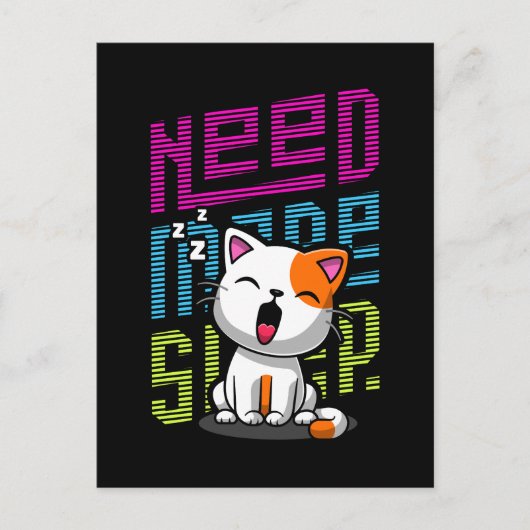 Meer slaap nodig | Grappige Cat schattige geeuwen  Briefkaart (Voorkant)